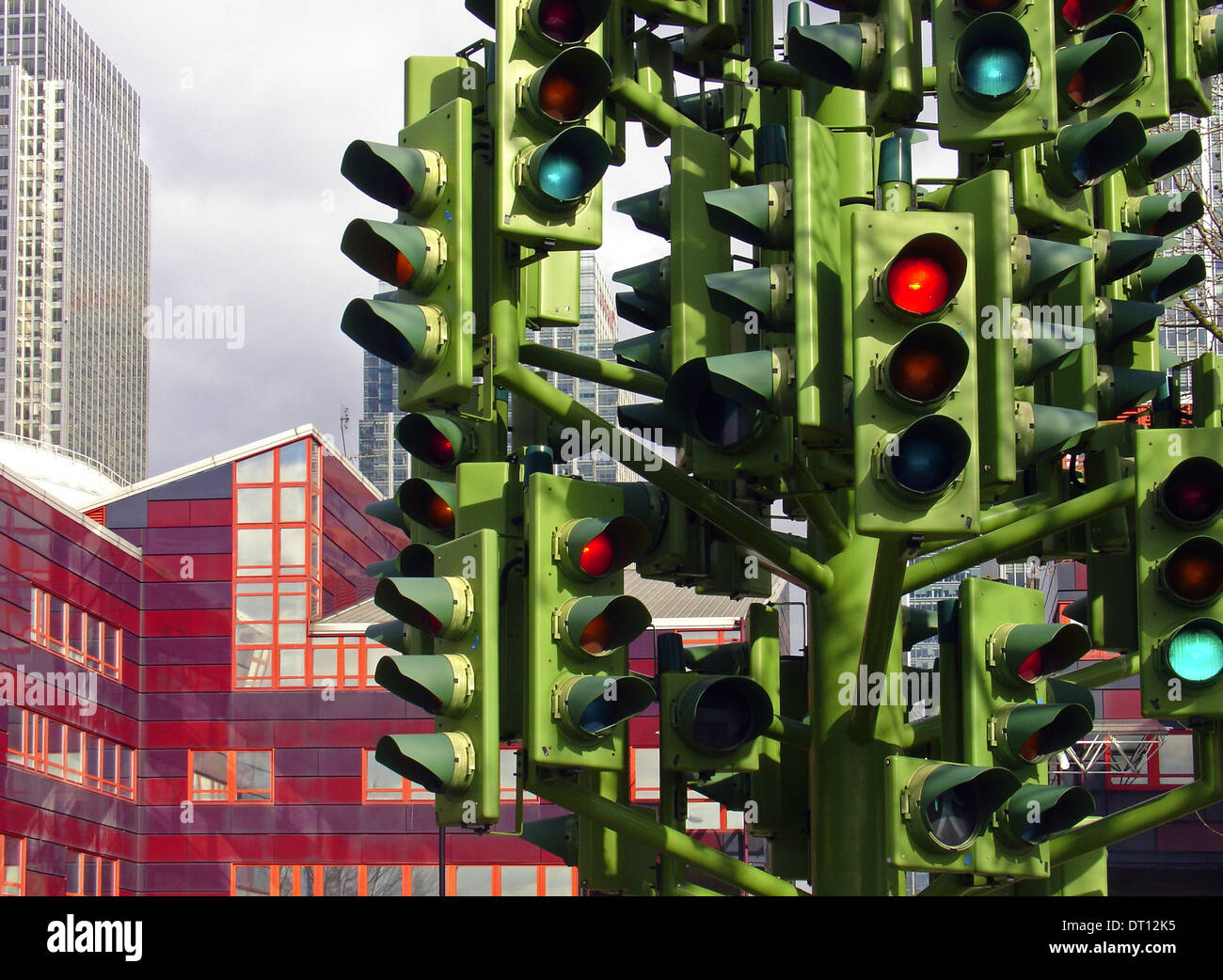 Traffic Light Tree sculpture created by the French sculptor Pierre