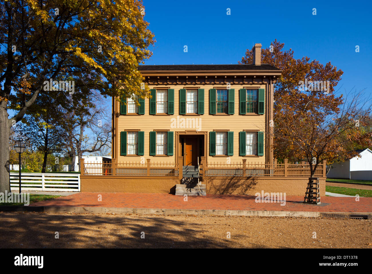 Abraham Lincoln's home in Springfield, IL, seen here, is now a National Historic District Stock