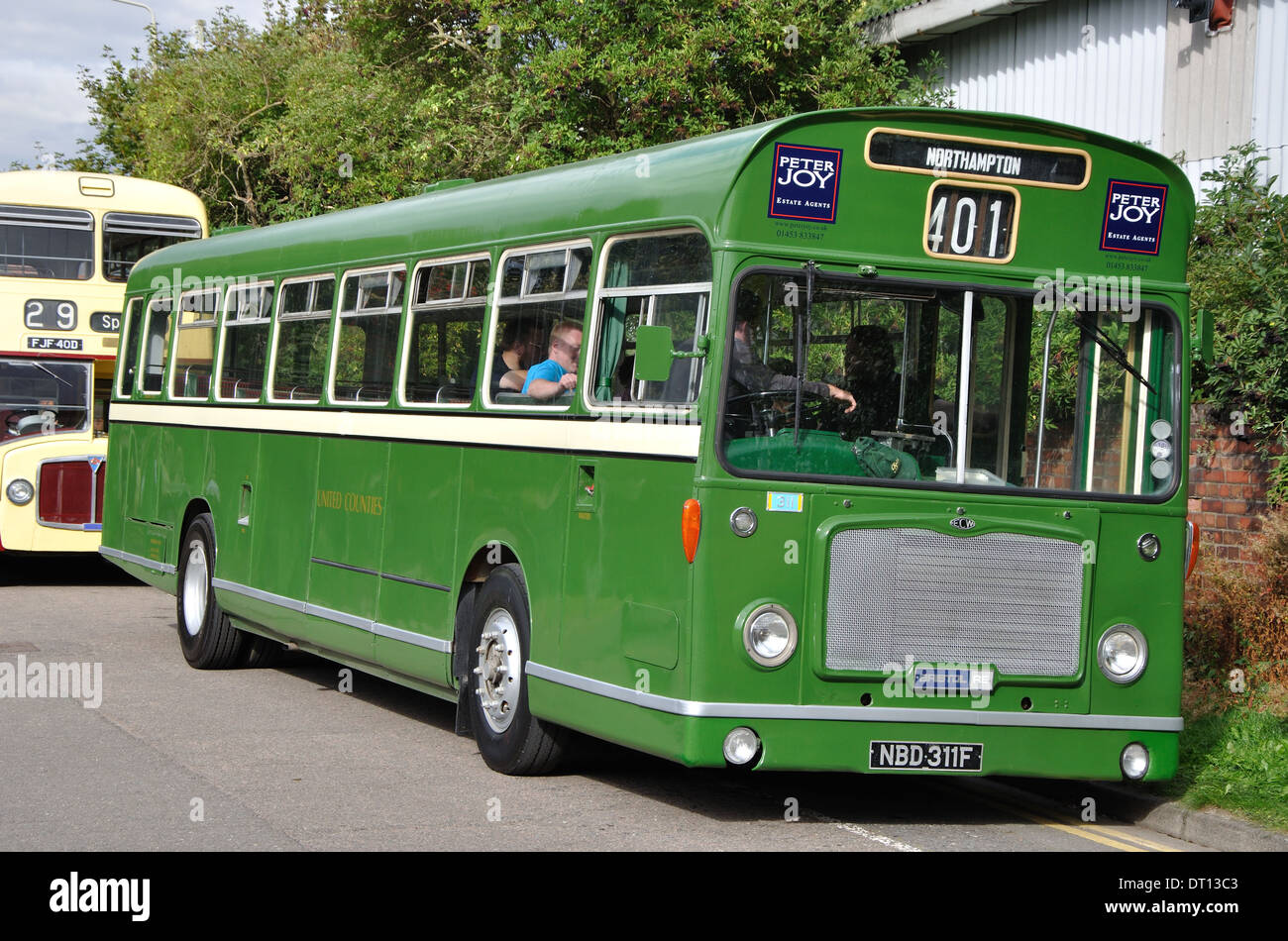 United Counties, Bristol RE vintage single decker bus at a rally in Leicester, England, UK Stock Photo