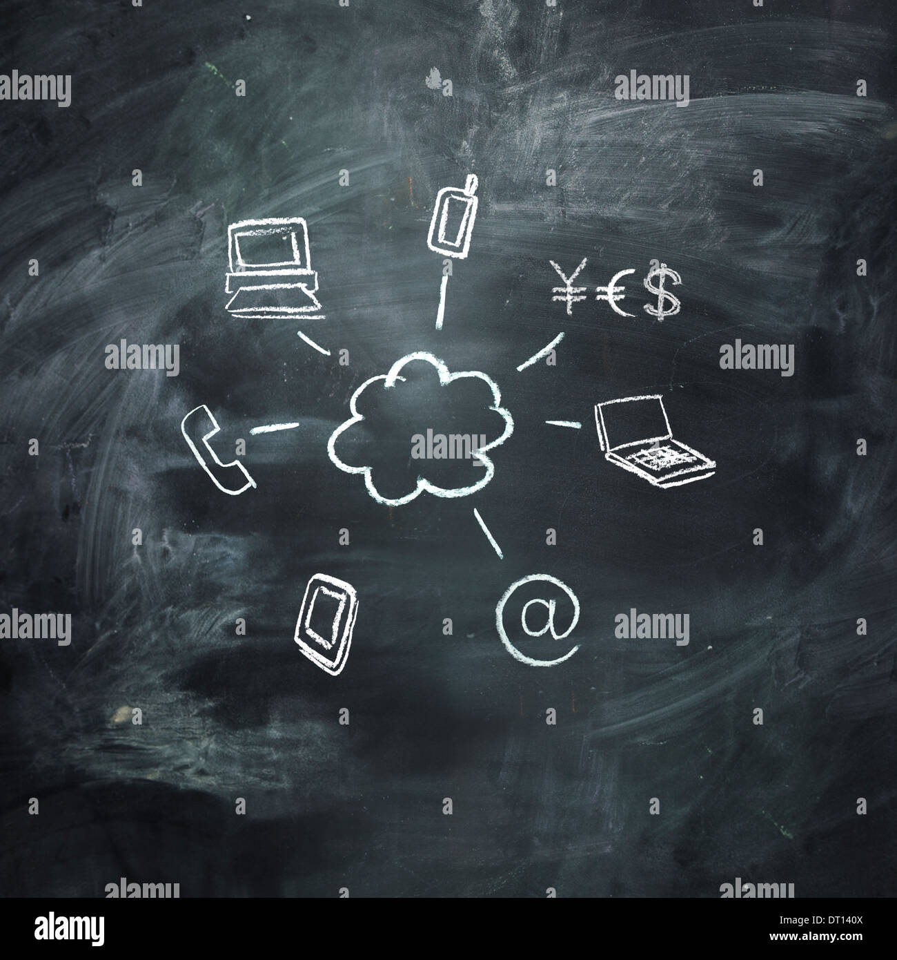 Cloud computing & technology symbols drawn on chalkboard Stock Photo ...