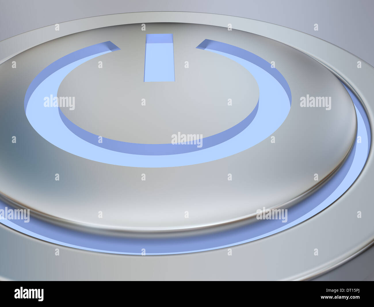 Metallic on-off button illustration with glowing blue light Stock Photo ...