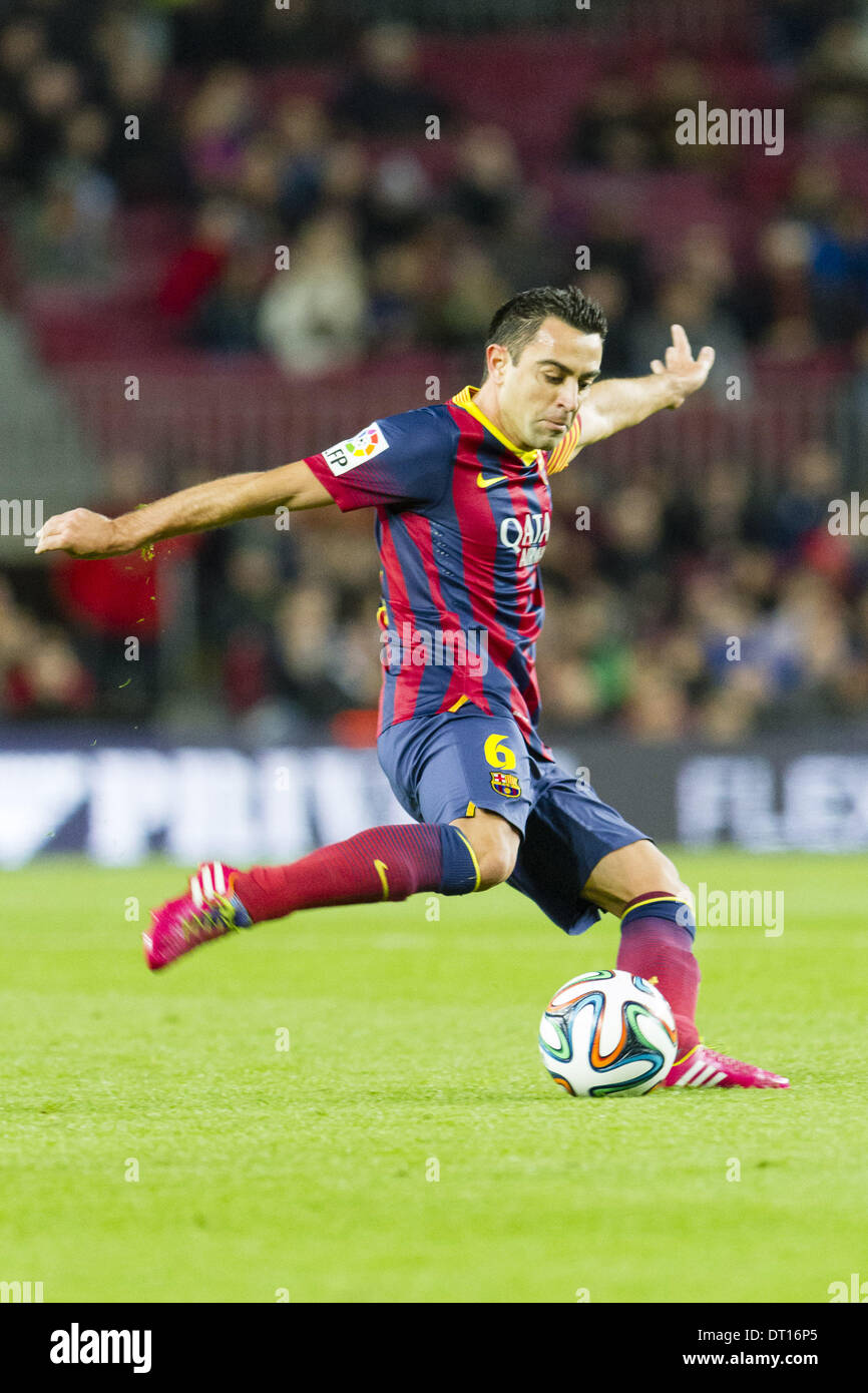 Barcellona, Spain. 5th Feb, 2014. BARCELONA, ESPANA - FEBRERO 5: Xavi Hernandez en el partido entre el FC Barcelona y la Real Sociedad, correspondiente al partido de ida de semifinales de la Copa del Rey en el Estadio del Camp Nou el 5 de febrero de 2014 en Barcelona, Espana, Credit:  Mikel Trigueros/NurPhoto/ZUMAPRESS.com/Alamy Live News Stock Photo