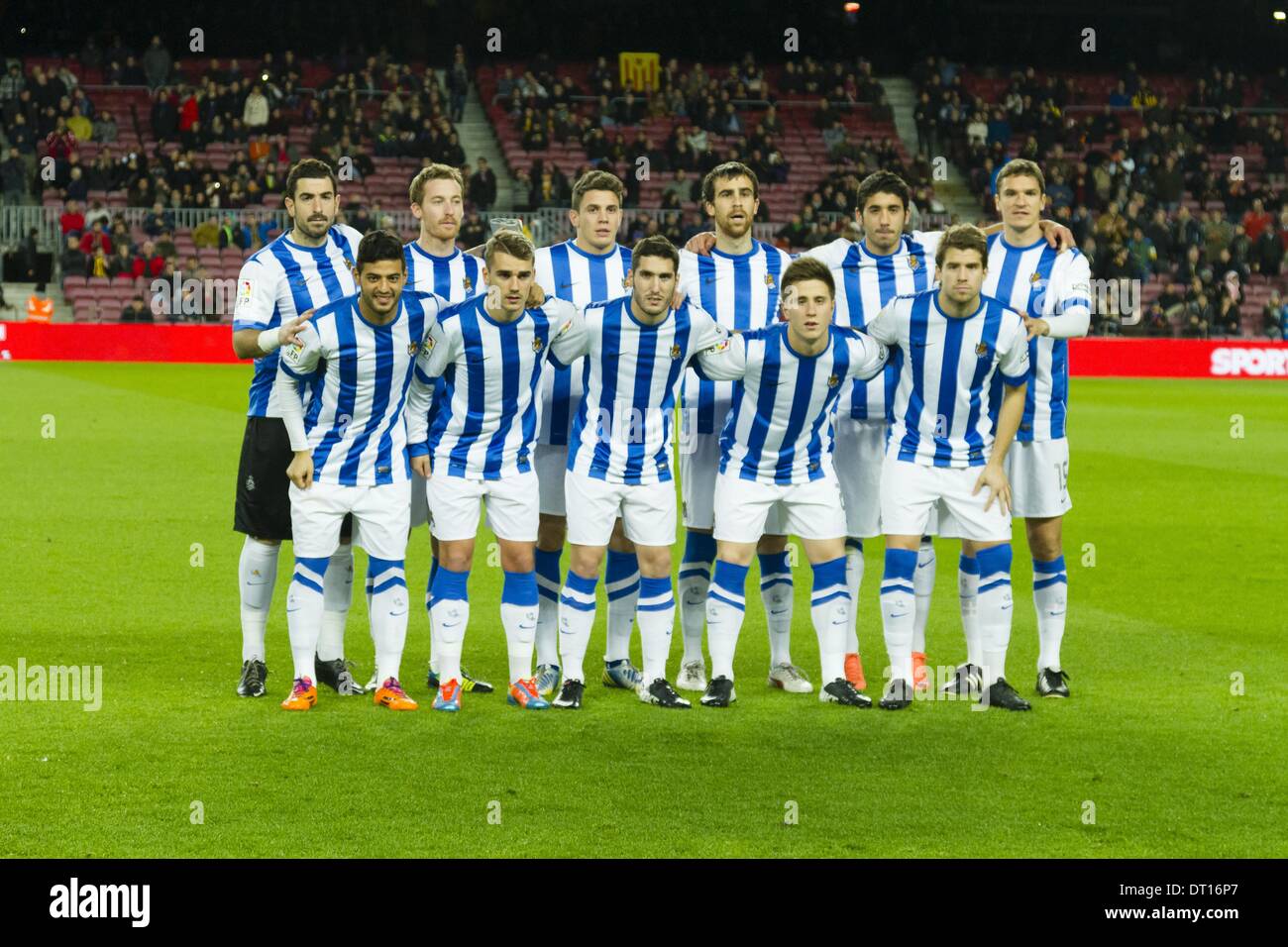 Barcellona, Spain. 5th Feb, 2014. BARCELONA, ESPANA - FEBRERO 5: Once inicial de la Real Sociedad en el partido entre el FC Barcelona y la Real Sociedad, correspondiente al partido de ida de semifinales de la Copa del Rey en el Estadio del Camp Nou el 5 de febrero de 2014 en Barcelona, Espana, Credit:  Mikel Trigueros/NurPhoto/ZUMAPRESS.com/Alamy Live News Stock Photo