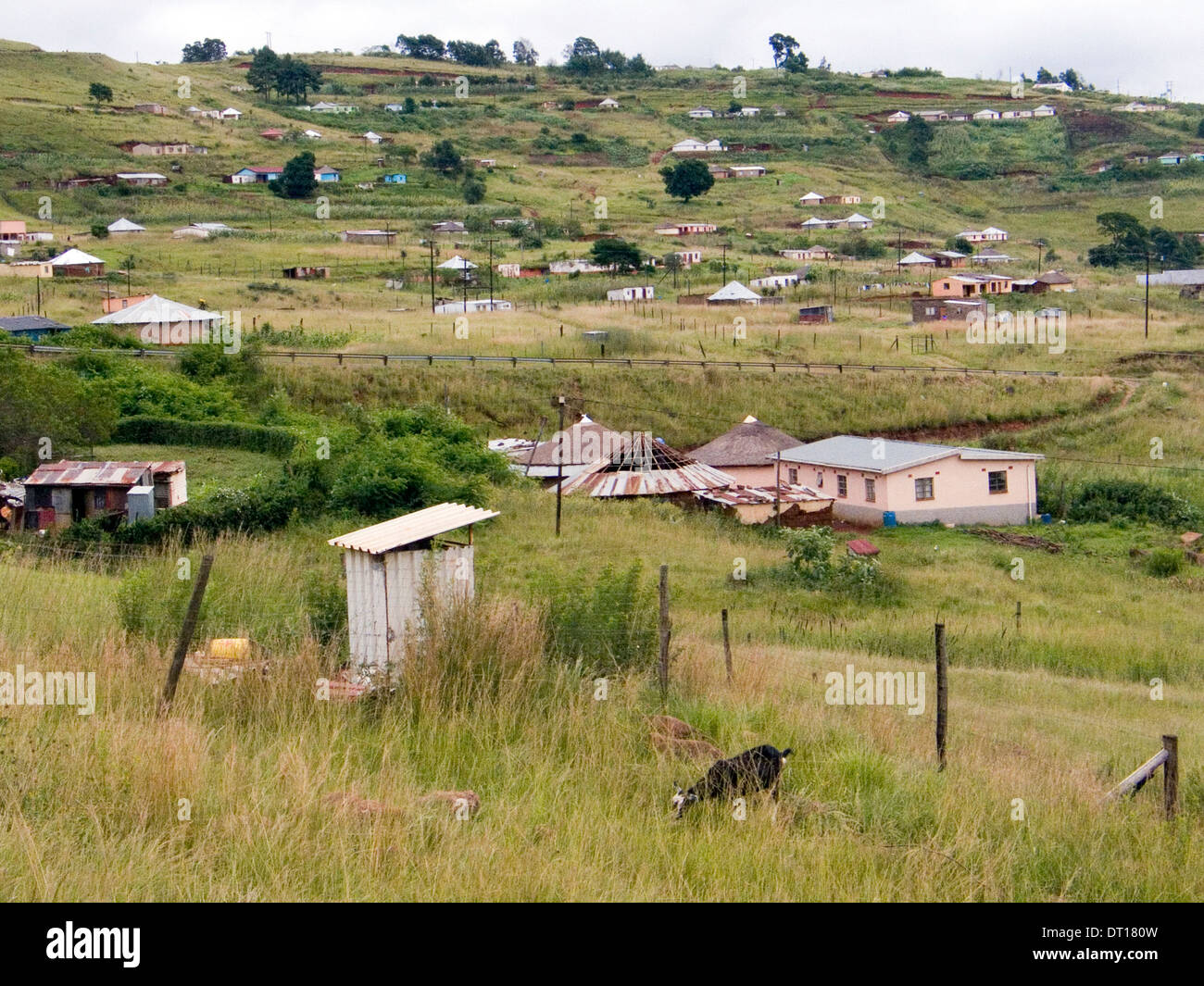 rural dwellings homes landscape kwazulu-natal Stock Photo