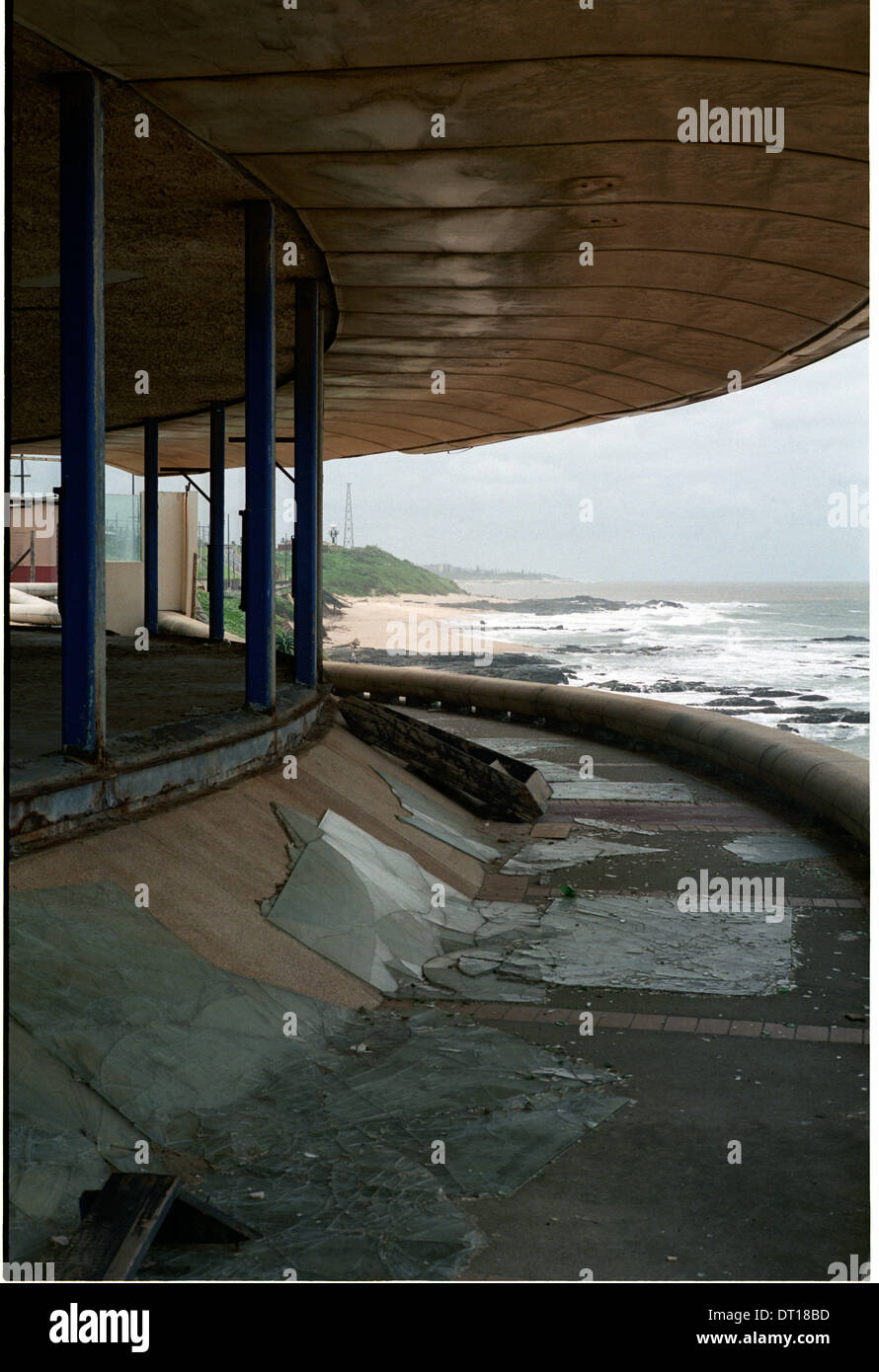 Beach front storm damage. Urban and rural development and infrastructure in the Ugi region of KwaZulu-Natal South Africa. March Stock Photo