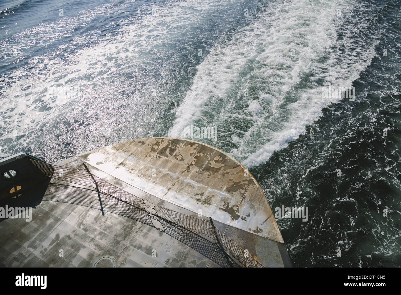 Seattle Washington USA Ferry boat and wake Puget Sound Stock Photo