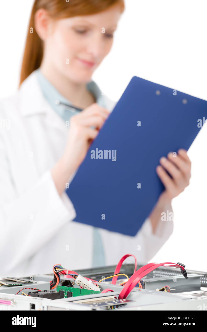 Female support computer engineer - IT woman Stock Photo - Alamy