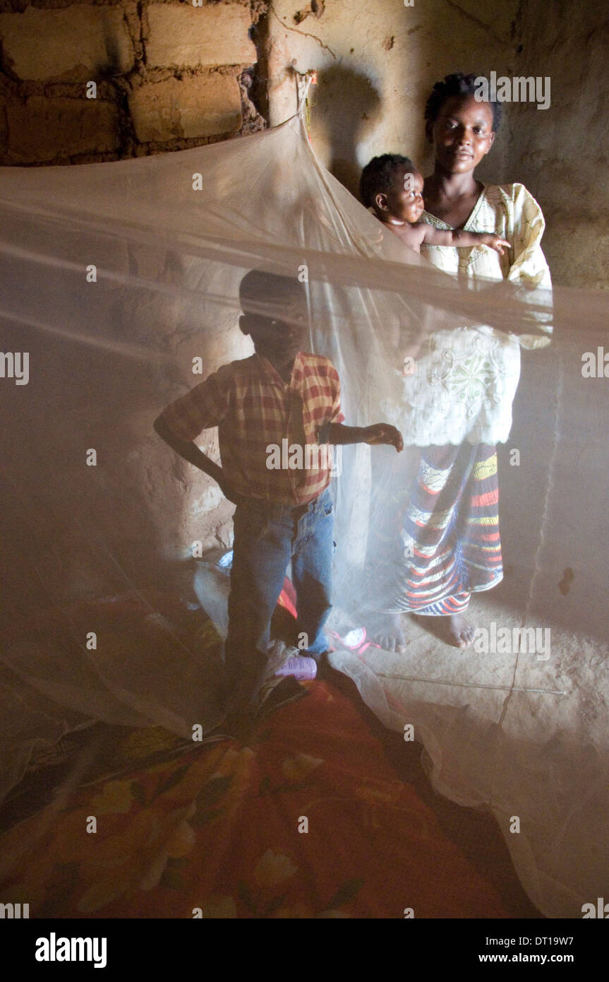 In many poor homes across DRC the mosquito net is the only protection aganst malaria Stock Photo