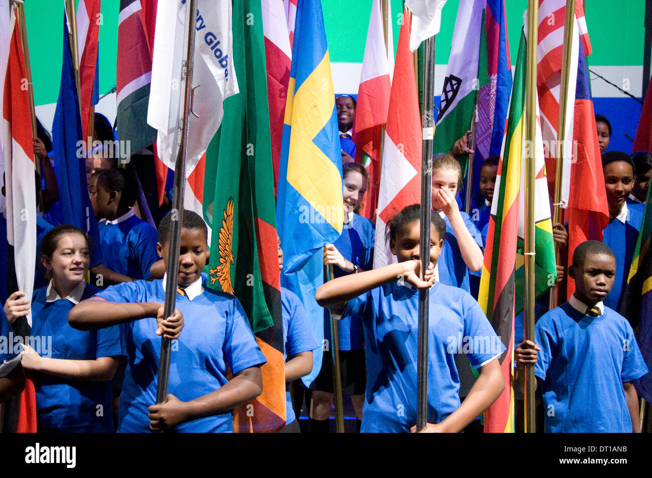 SOUTH AFRICAN SCHOOL CHILDREN WITH FLAGS OF THE WORLD. 18 JUNE 2011 ...