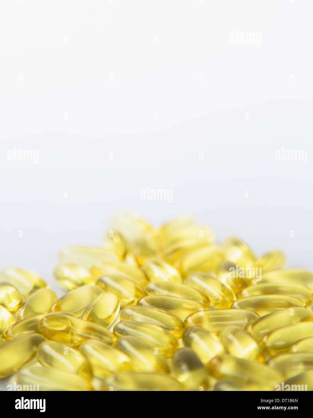 Fish oil providing Omega-3 in softgel capsules Stock Photo