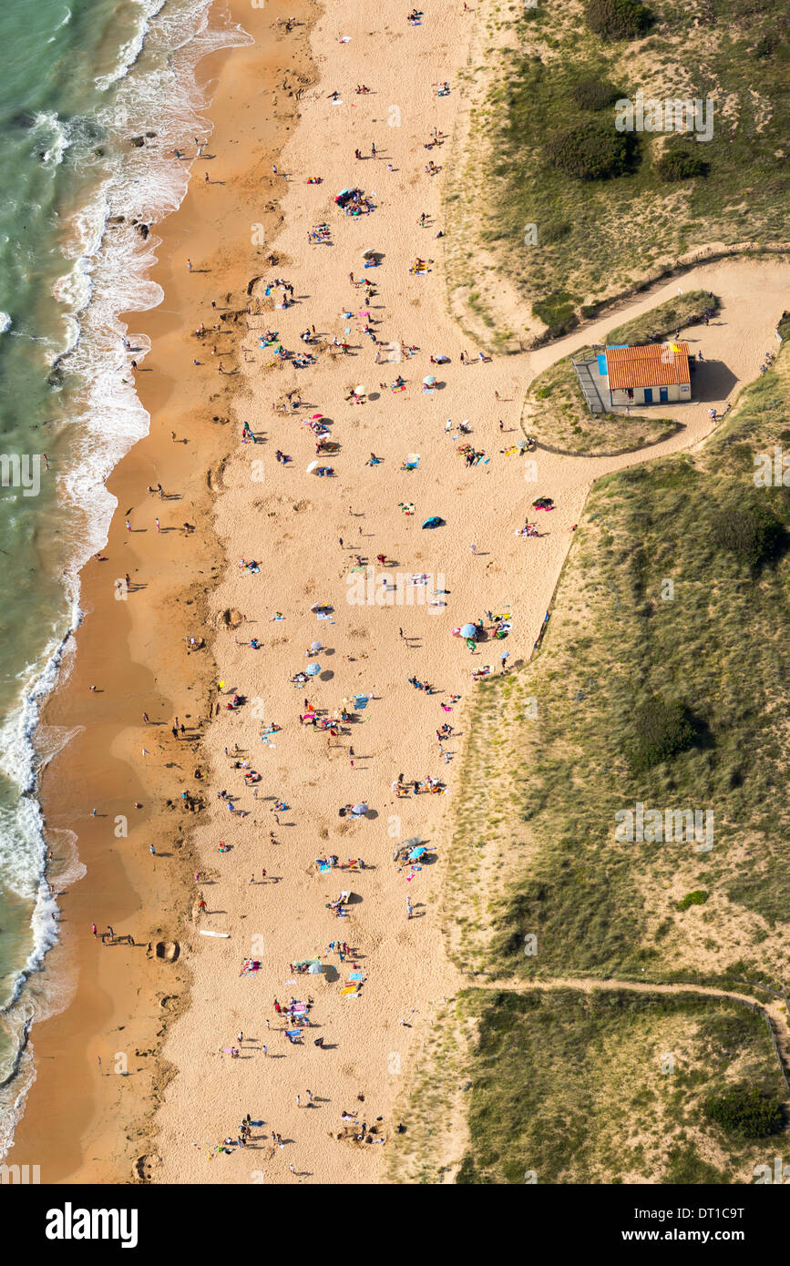 Les Sables d'Olonne (85) along the Atlantic coast in the Vendée department. Aerial view of the beach Stock Photo