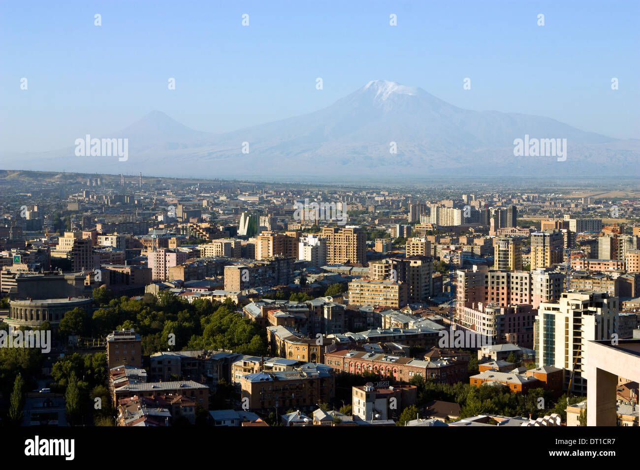 Mountain Ararat and city Yerevan Stock Photo
