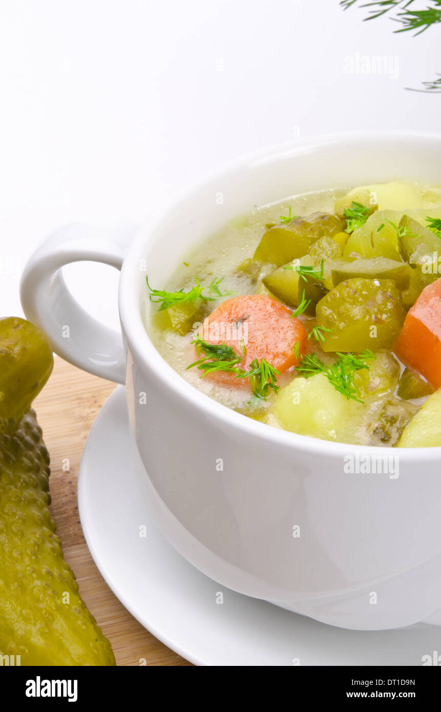 Polish pickled cucumbers soup Stock Photo Alamy