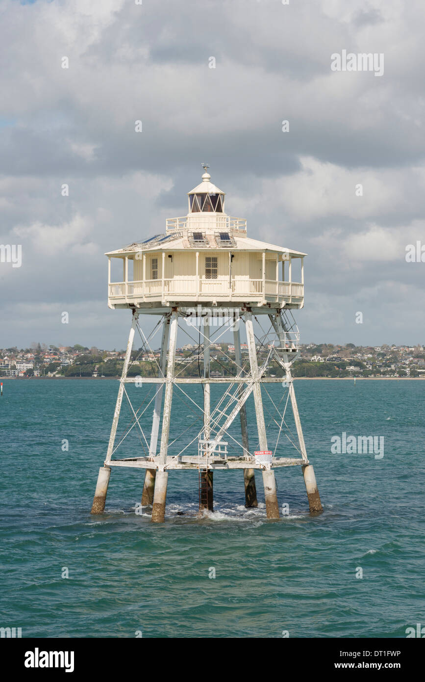 Bean Rock Lighthouse in the Waitemata Harbour, Auckland, North Island