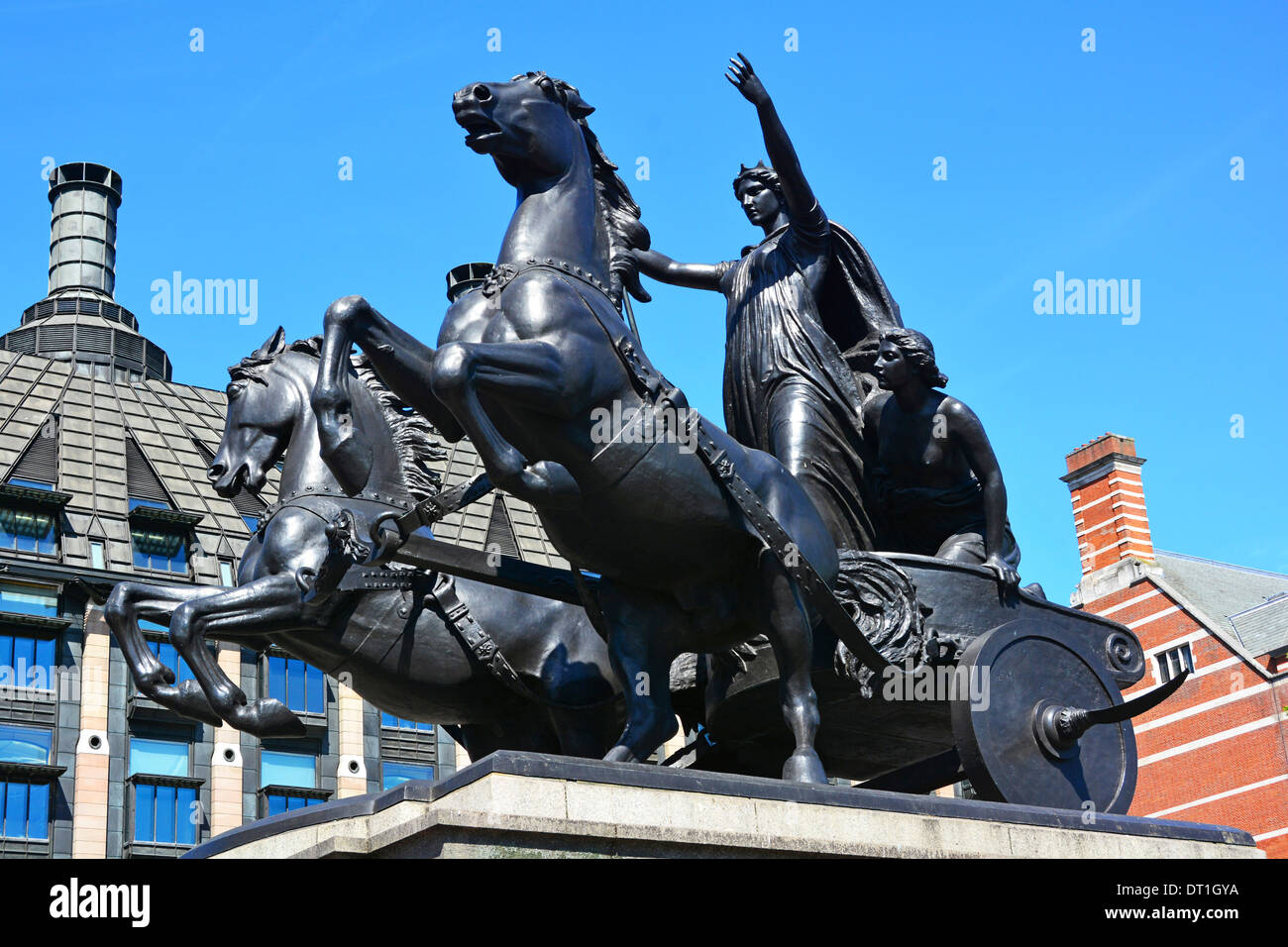 Boadicea Chariot sculpture beside Westminster Bridge Stock Photo