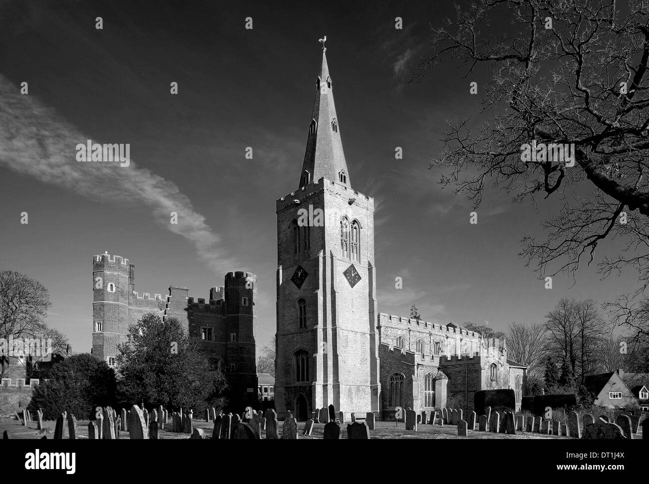 St Marys Church and Buckden Towers, Buckden village, Cambridgeshire, England; Britain; UK Stock Photo