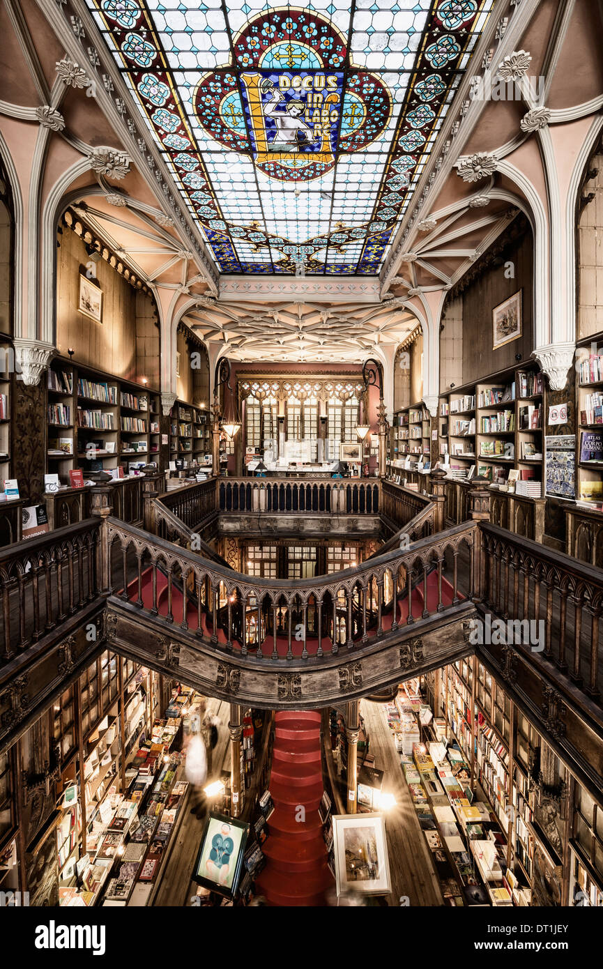 Lello and Irmao bookshop, Spiral stairs, Oporto, Portugal, Europe Stock Photo