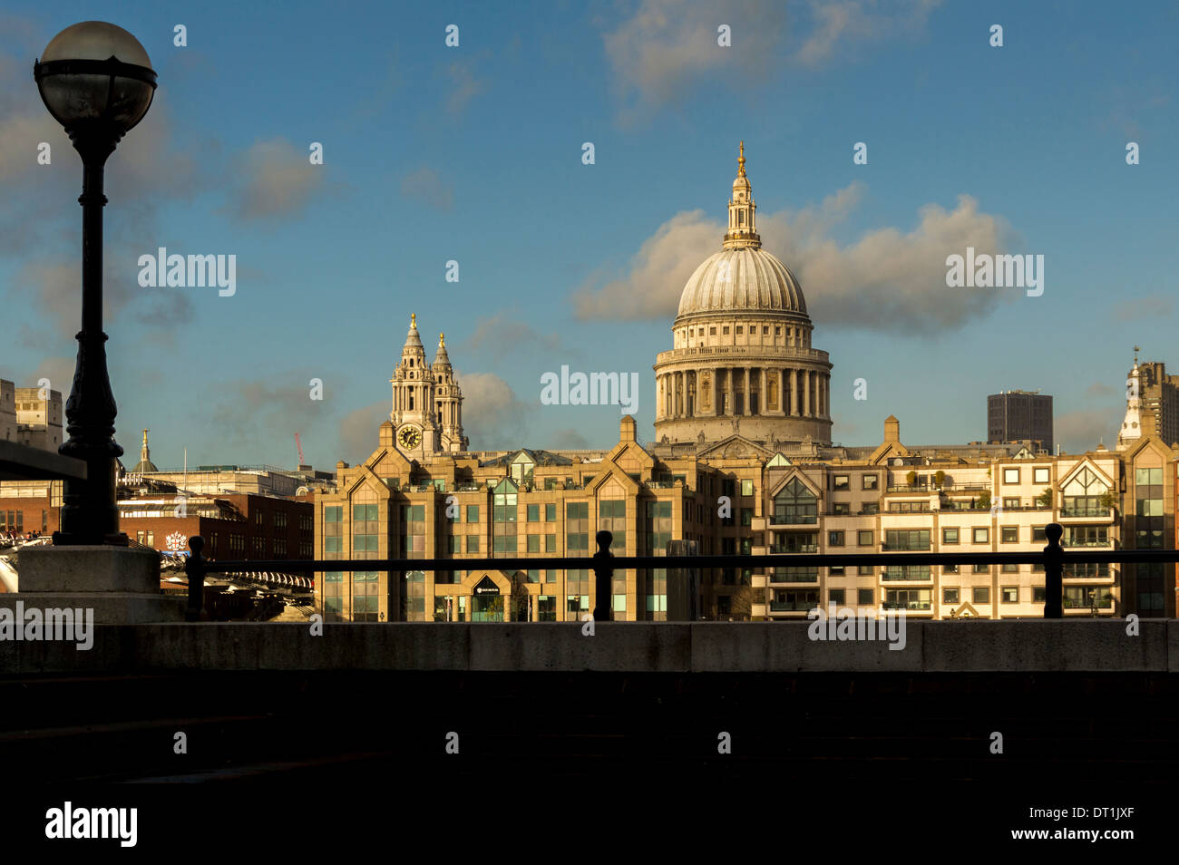 St Paul's Cathedral, situated on the north side of the River Thames, viewed from Bankside, on the south of the river. London. Stock Photo