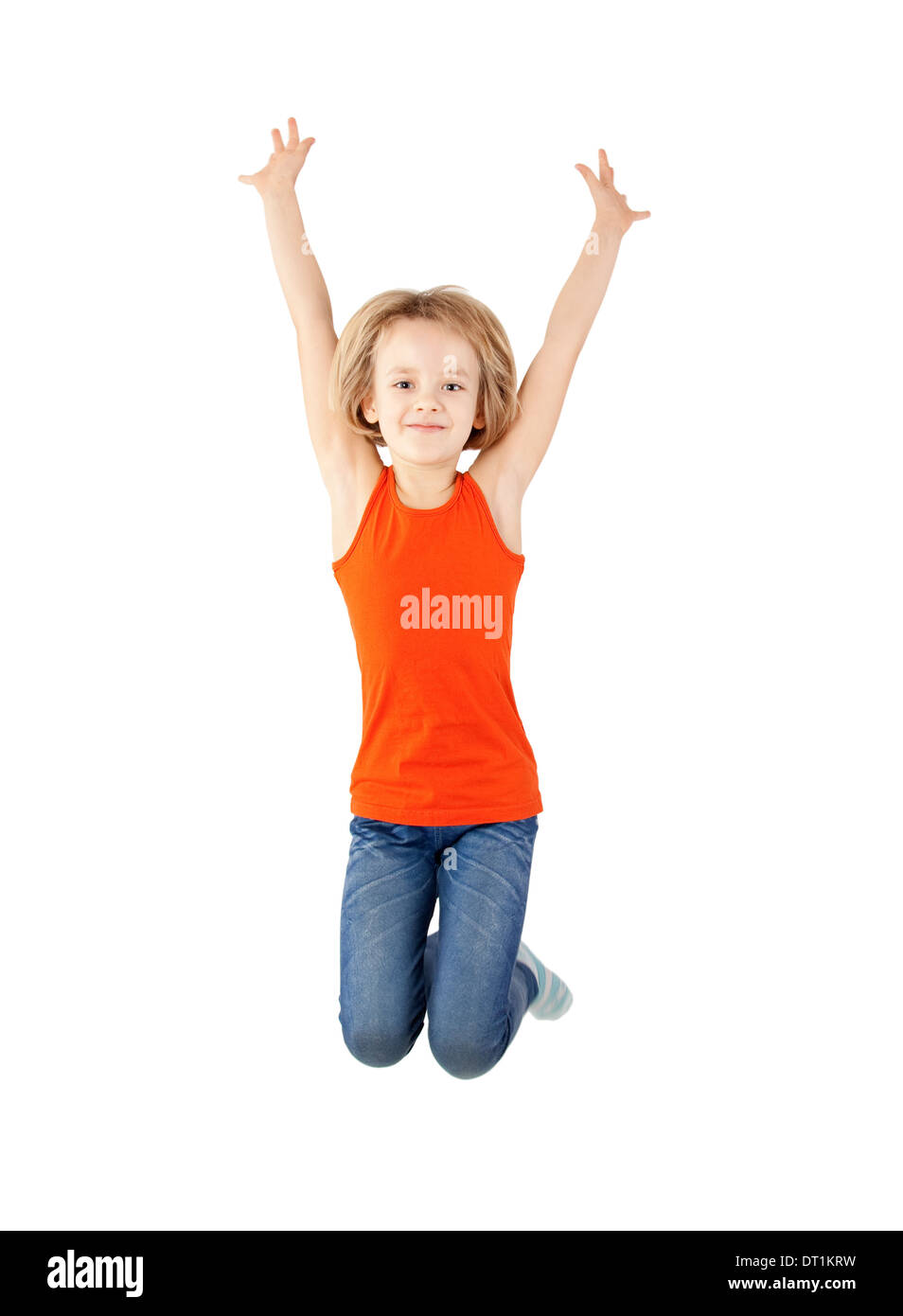 young girl jumping Stock Photo