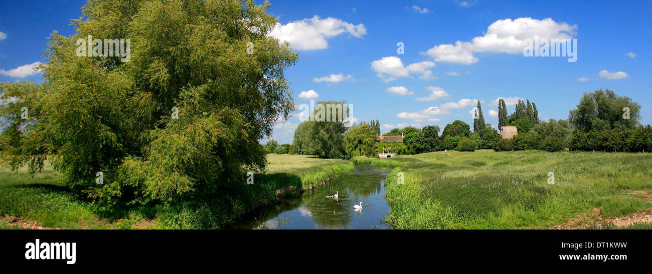 The river Nene Valley near Castor village, Cambridgeshire, England, UK Stock Photo