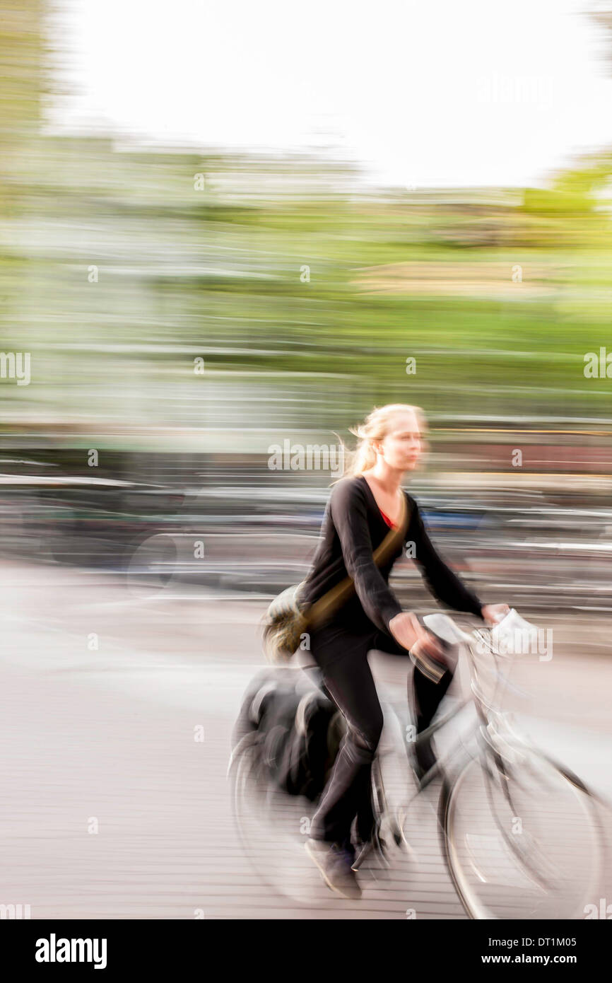 woman driving bike Stock Photo Alamy