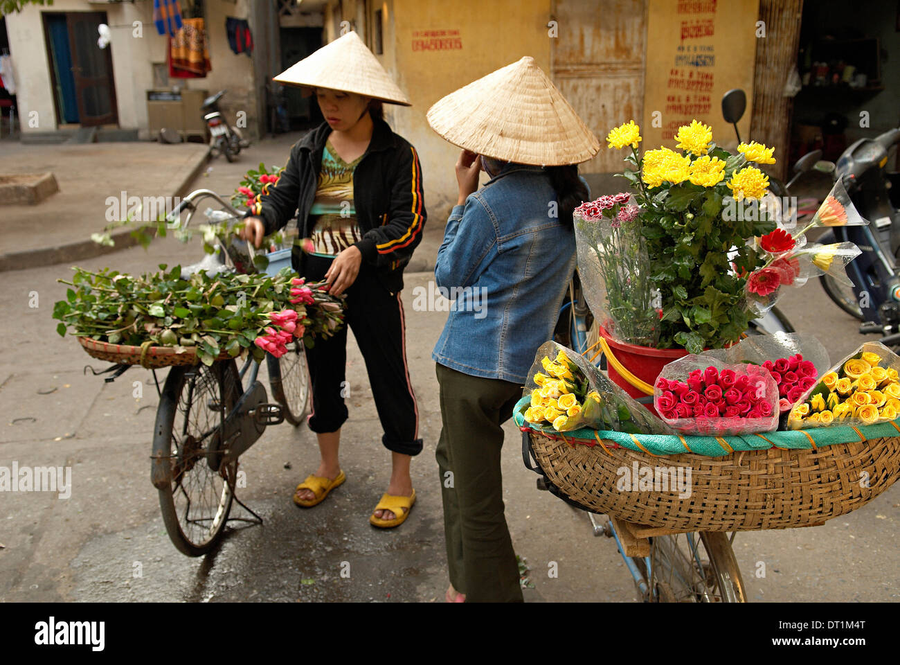 Flowers seller, Hanoi, Vietnam, Indochina, Southeast Asia, Asia Stock Photo