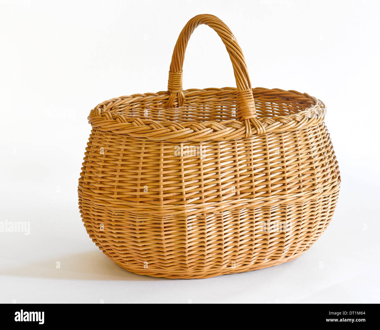 Household items - wicker bags, willow bags  & wicker baskets, willow baskets. Old Baltic traditional homestead & farmstead Stock Photo