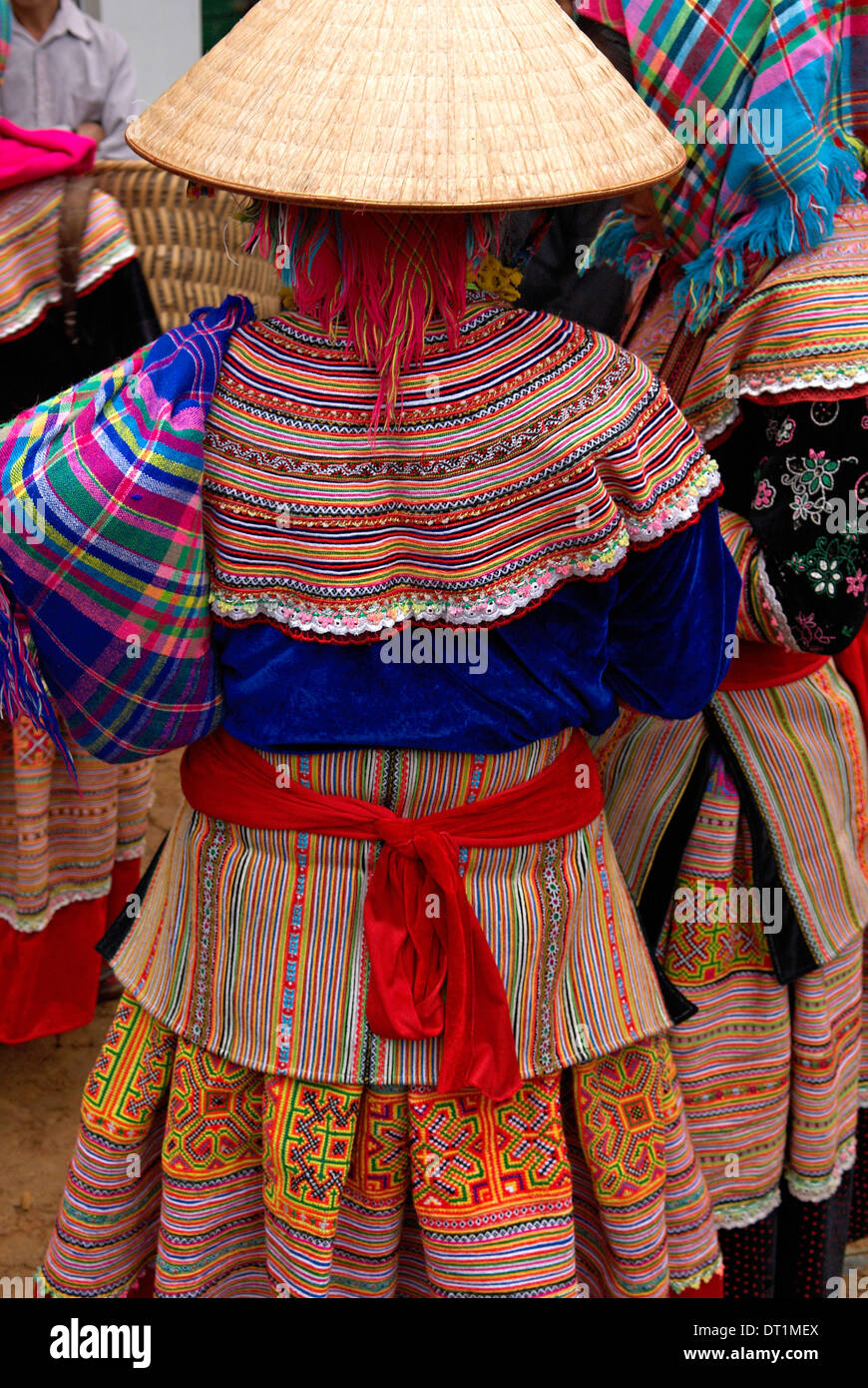 Flower Hmong ethnic group at Can Cau market, Bac Ha area, Vietnam, Indochina, Southeast Asia, Asia Stock Photo