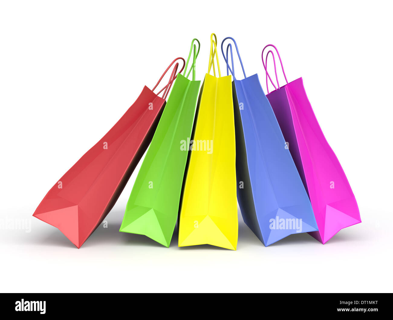 Colored paper shopping bags on white background Stock Photo Alamy