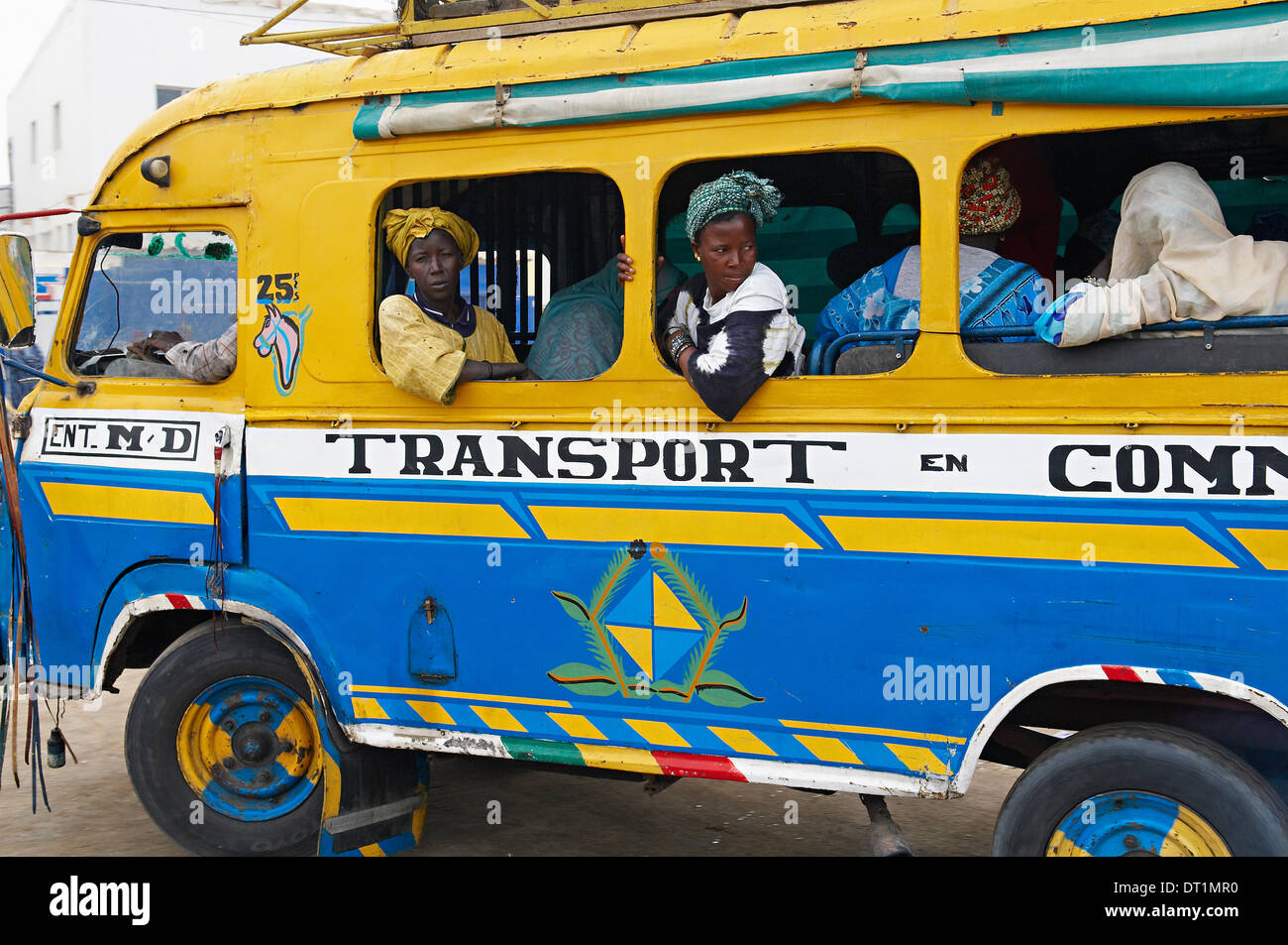 Local bus, city of Saint Louis, UNESCO World Heritage Site, Senegal, West Africa, Africa Stock Photo