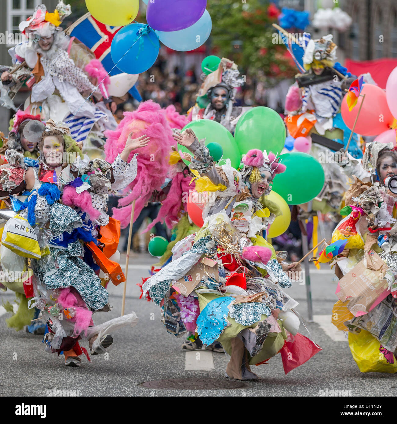 Women dressed in costume and celebrating on June 17th, Iceland's Independence day, Reykjavik Stock Photo