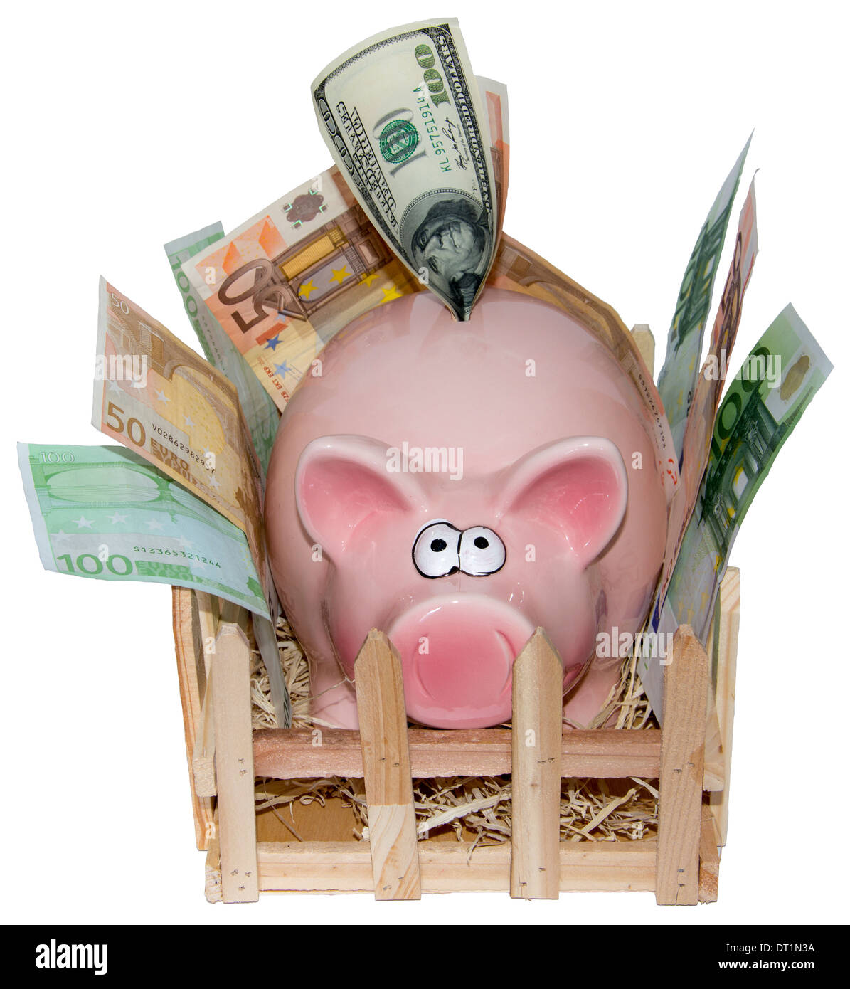 Piggy bank is full on a white background Stock Photo