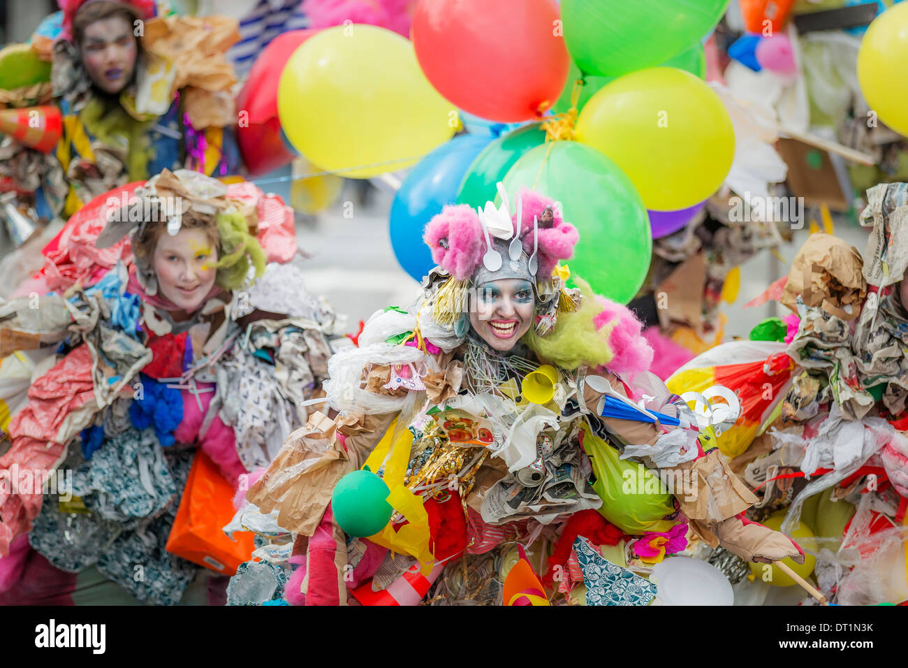Women dressed in costume and celebrating on June 17th, Iceland's Independence day, Reykjavik Stock Photo