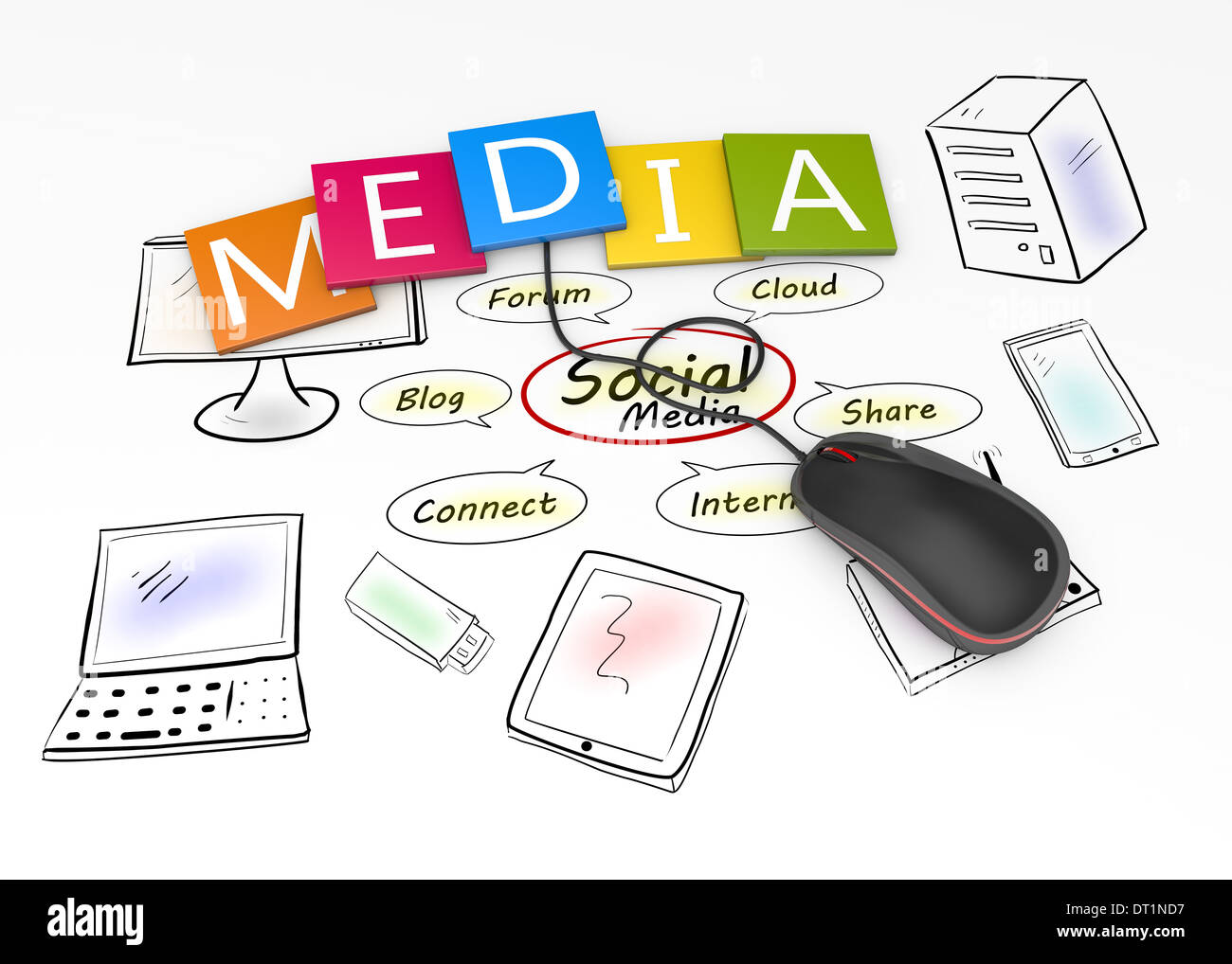 Computer equipment for social media Stock Photo