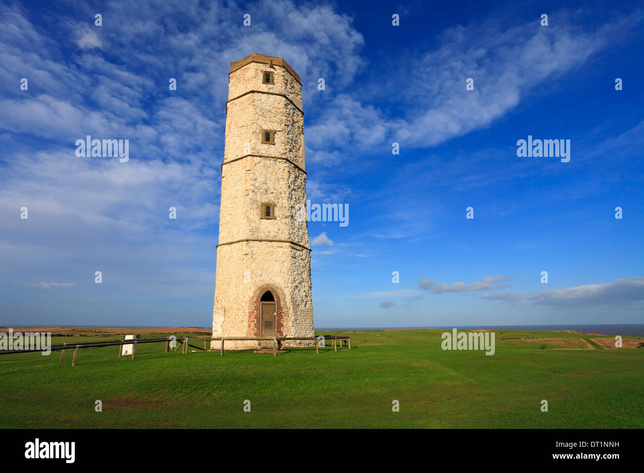 The Old Flamborough Lighthouse, the chalk tower is the only surviving light tower in England, Flamborough, East Yorkshire, England, UK. Stock Photo