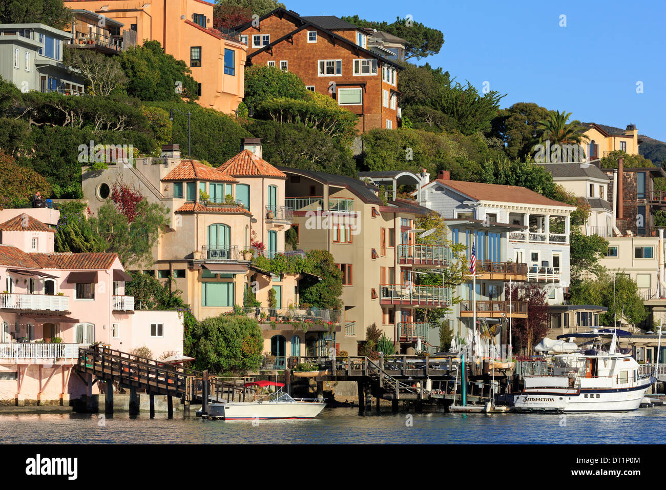 Waterfront homes in Tiburon, Marin County, California, United States of America, North America Stock Photo