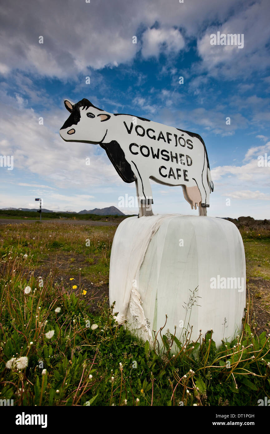 Sign for local cafe in Northern, Iceland Stock Photo
