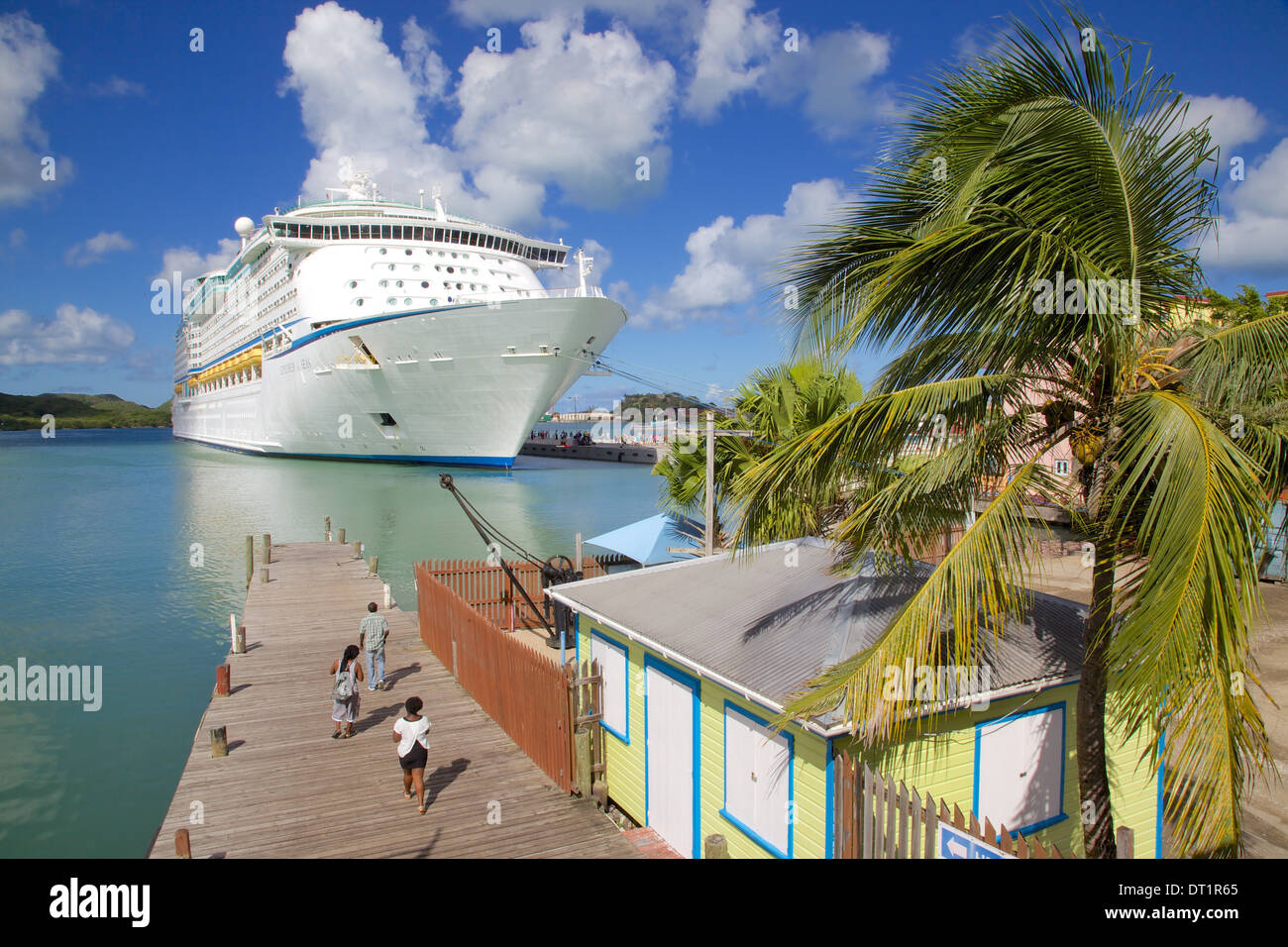 Cruise ship in port, St. Johns, Antigua, Leeward Islands, West Indies, Caribbean, Central America Stock Photo