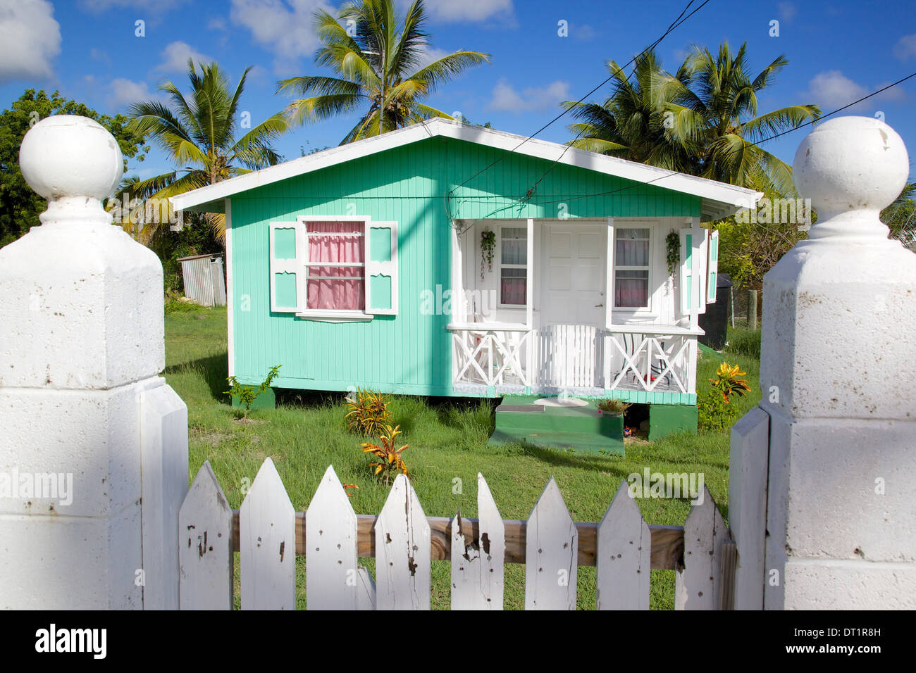 Colourful house near Falmouth, St. Paul, Antigua, Leeward Islands, West Indies, Caribbean, Central America Stock Photo