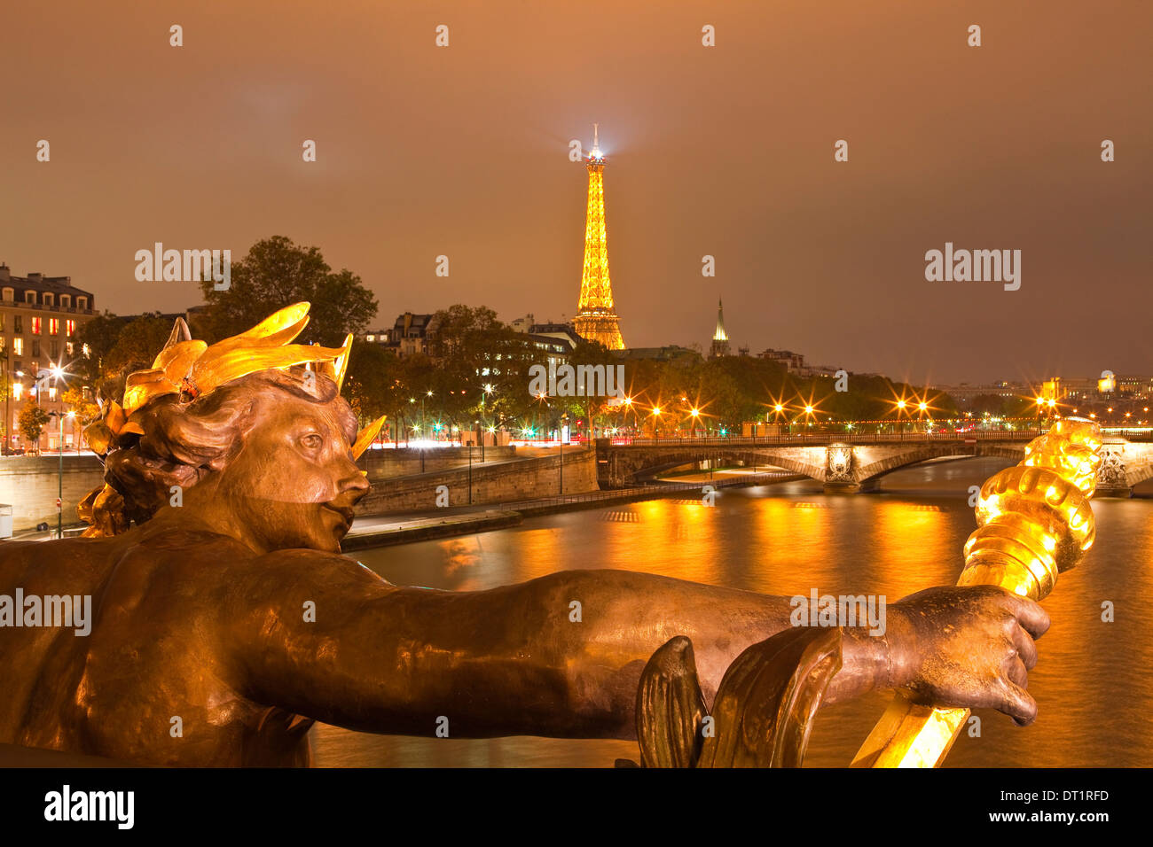 The view from Pont Alexandre III along the River Seine, Paris, France, Europe Stock Photo