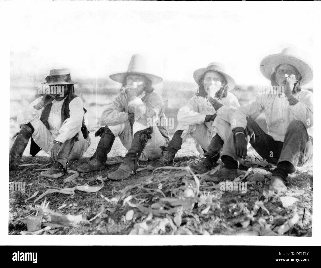 Group of Pueblo Indians at the pueblo of Isleta, New Mexico, ca.1898 Stock Photo