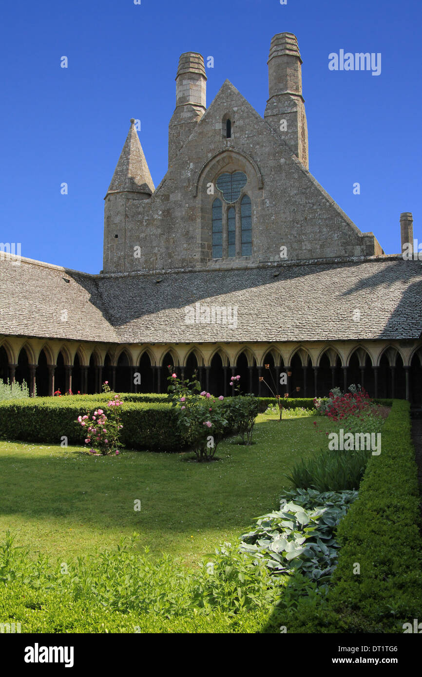 The monastery garden in the abbey of Mont Saint Michel. Normandy, France Stock Photo