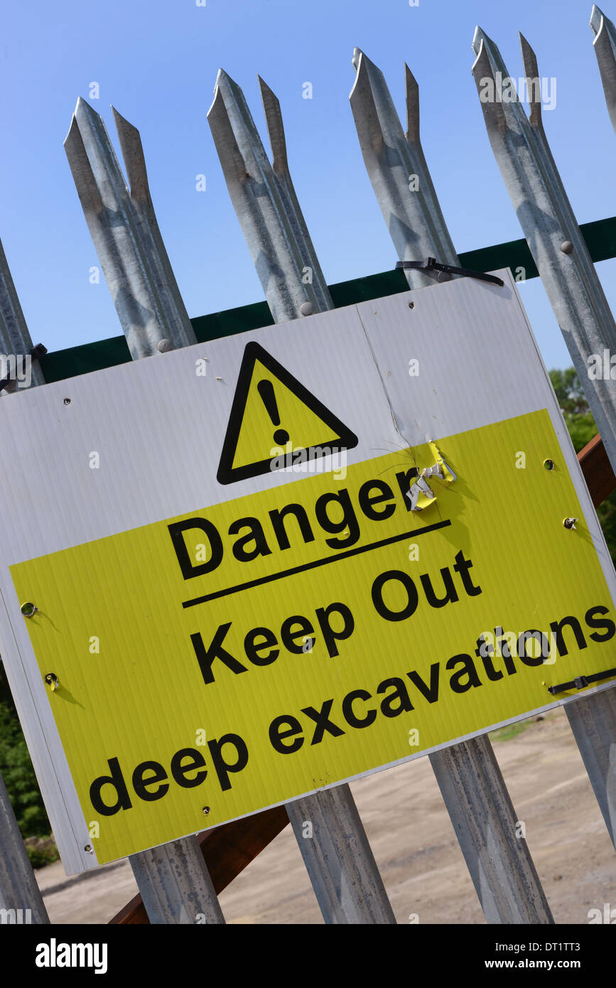 health and safety warning sign at construction site united kingdom Stock Photo