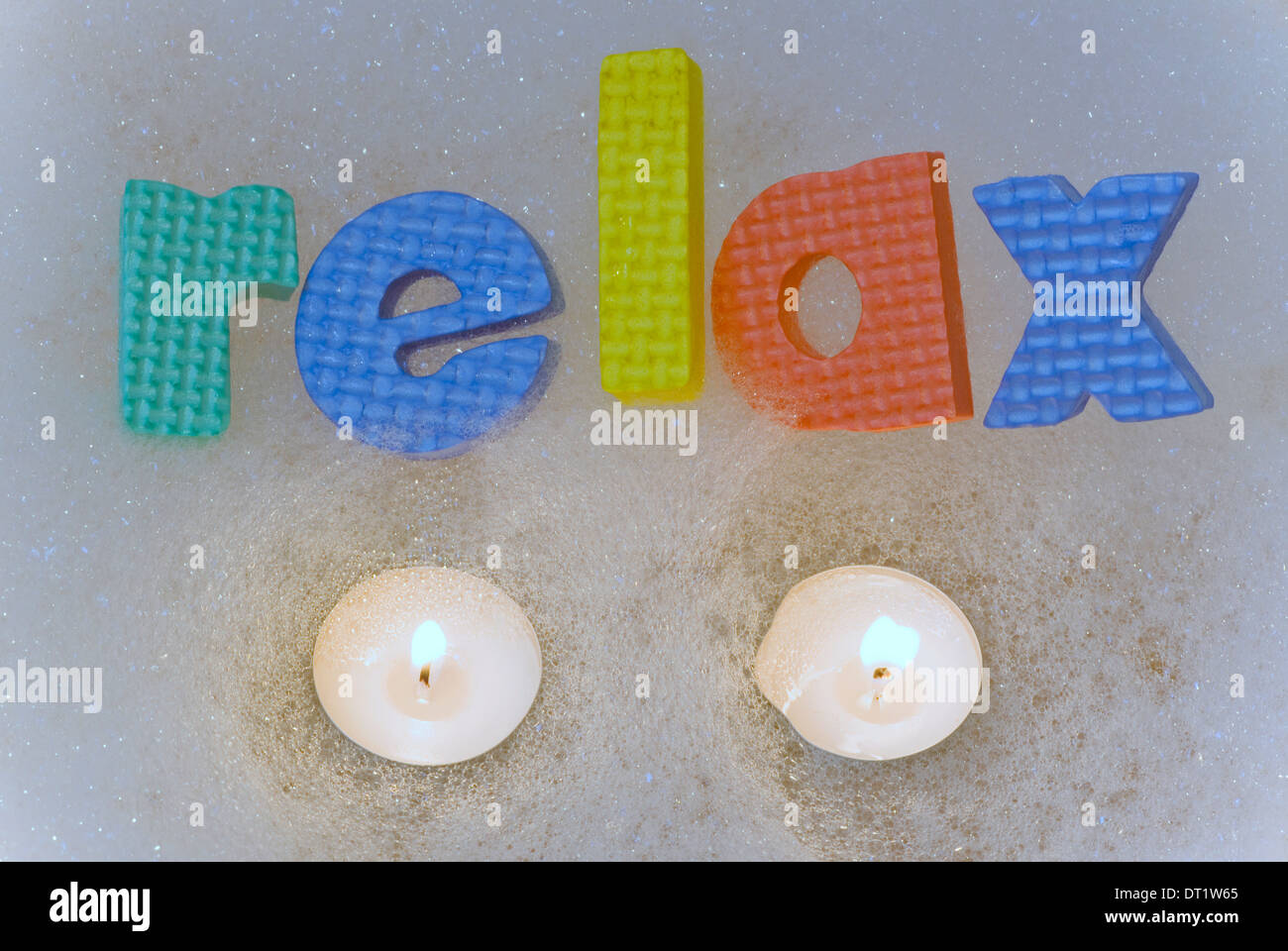 Relax with candles in a bath abstract Stock Photo