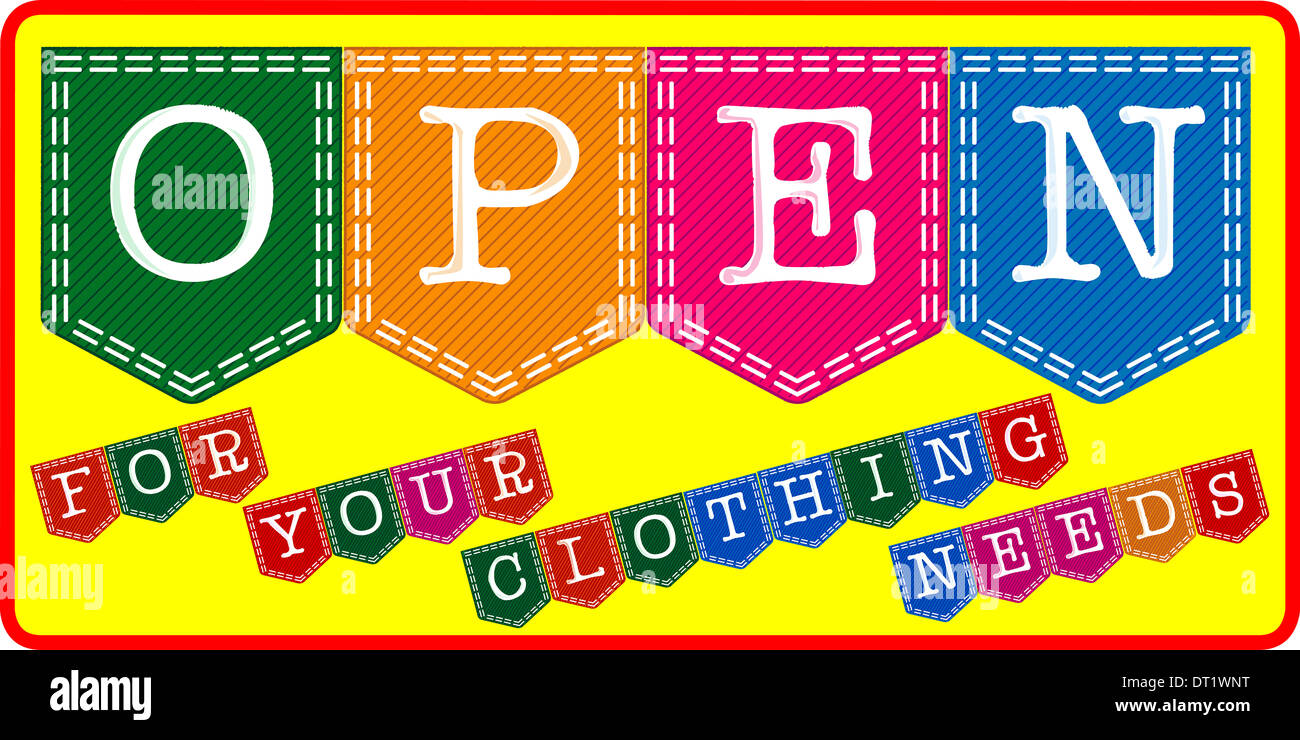 A clothing store open sign Stock Photo Alamy