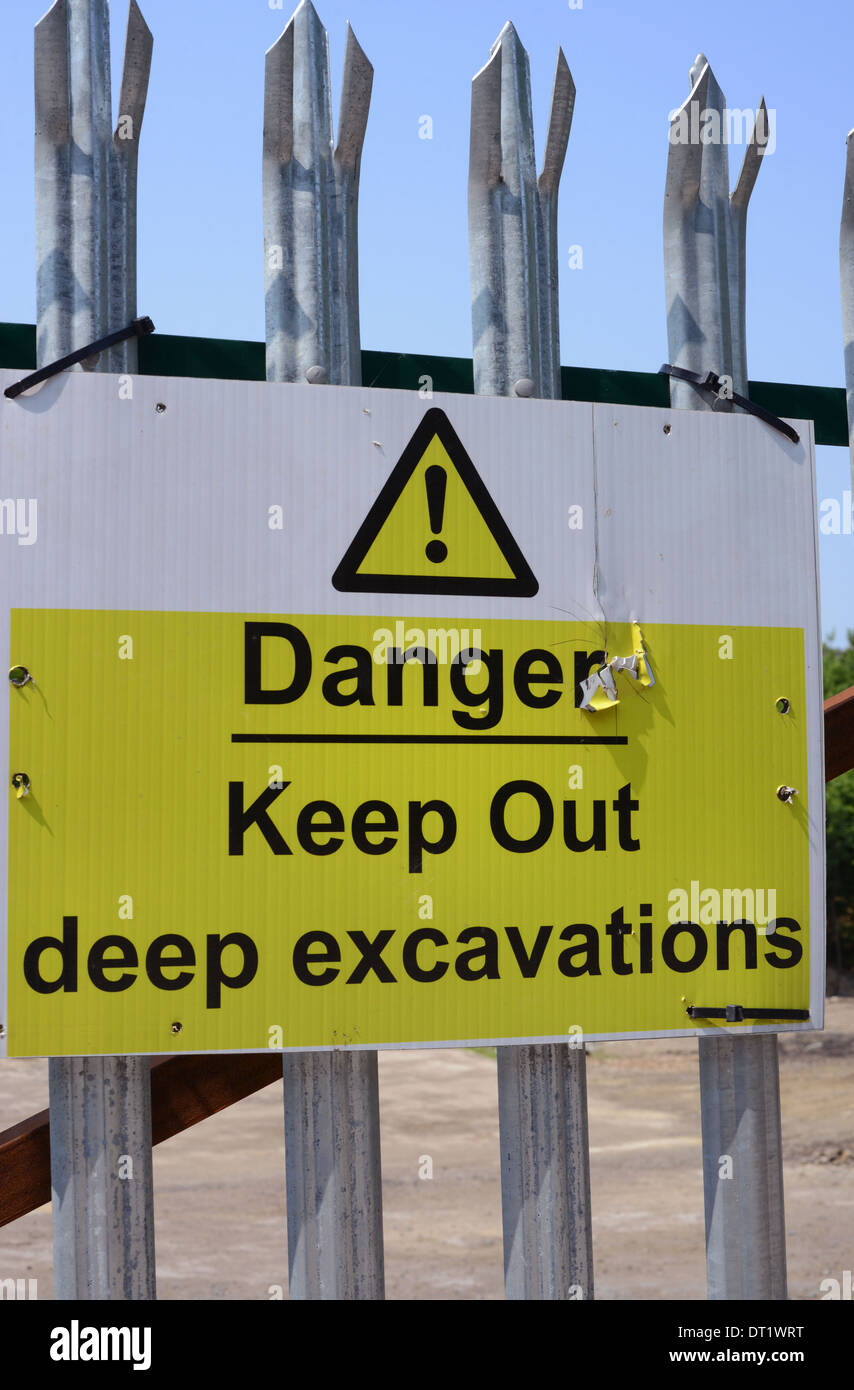 health and safety warning sign at construction site united kingdom Stock Photo