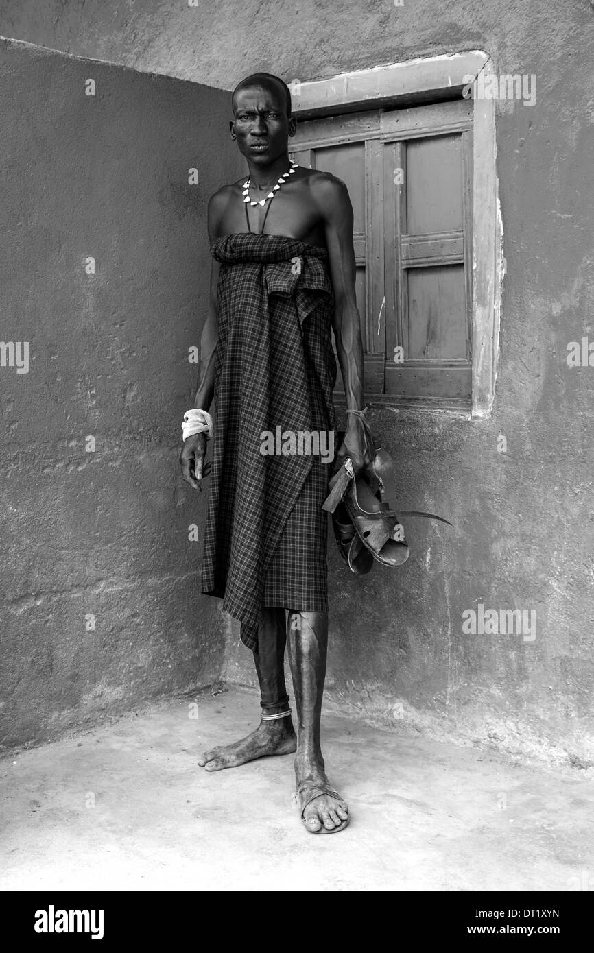 Portrait Of A Man From The Mursi Tribe, Jinka, Omo Valley, Ethiopia Stock Photo