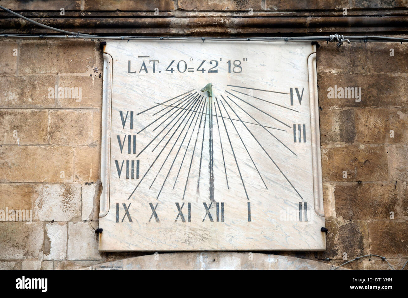 Sun Dial Time Piece and Latitude, Civic building, Martina Franca, Valle d'Itria, Puglia, Italy, Europe. Stock Photo