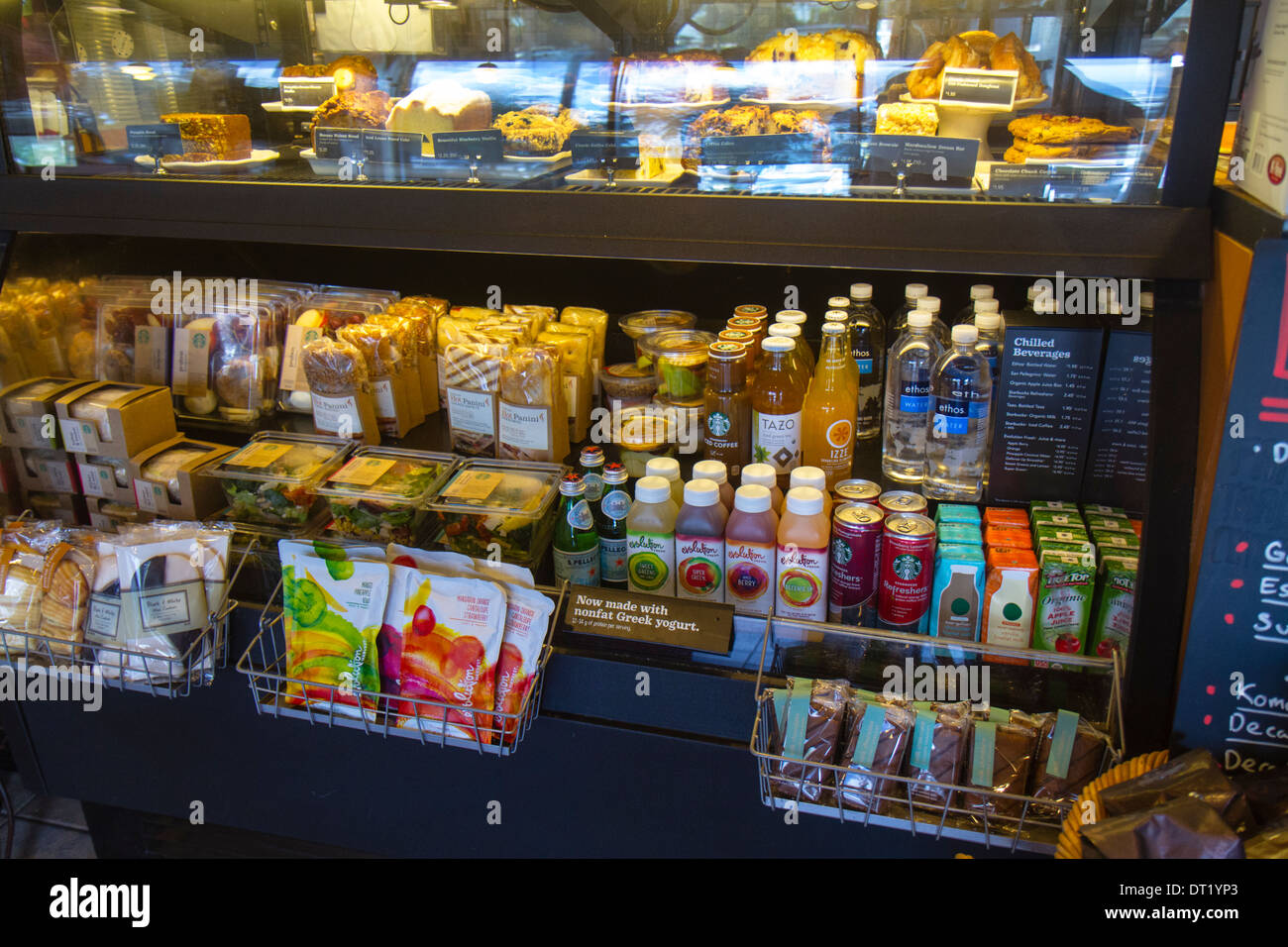 Miami Florida Starbucks Coffee retail display sale drinks snacks Stock