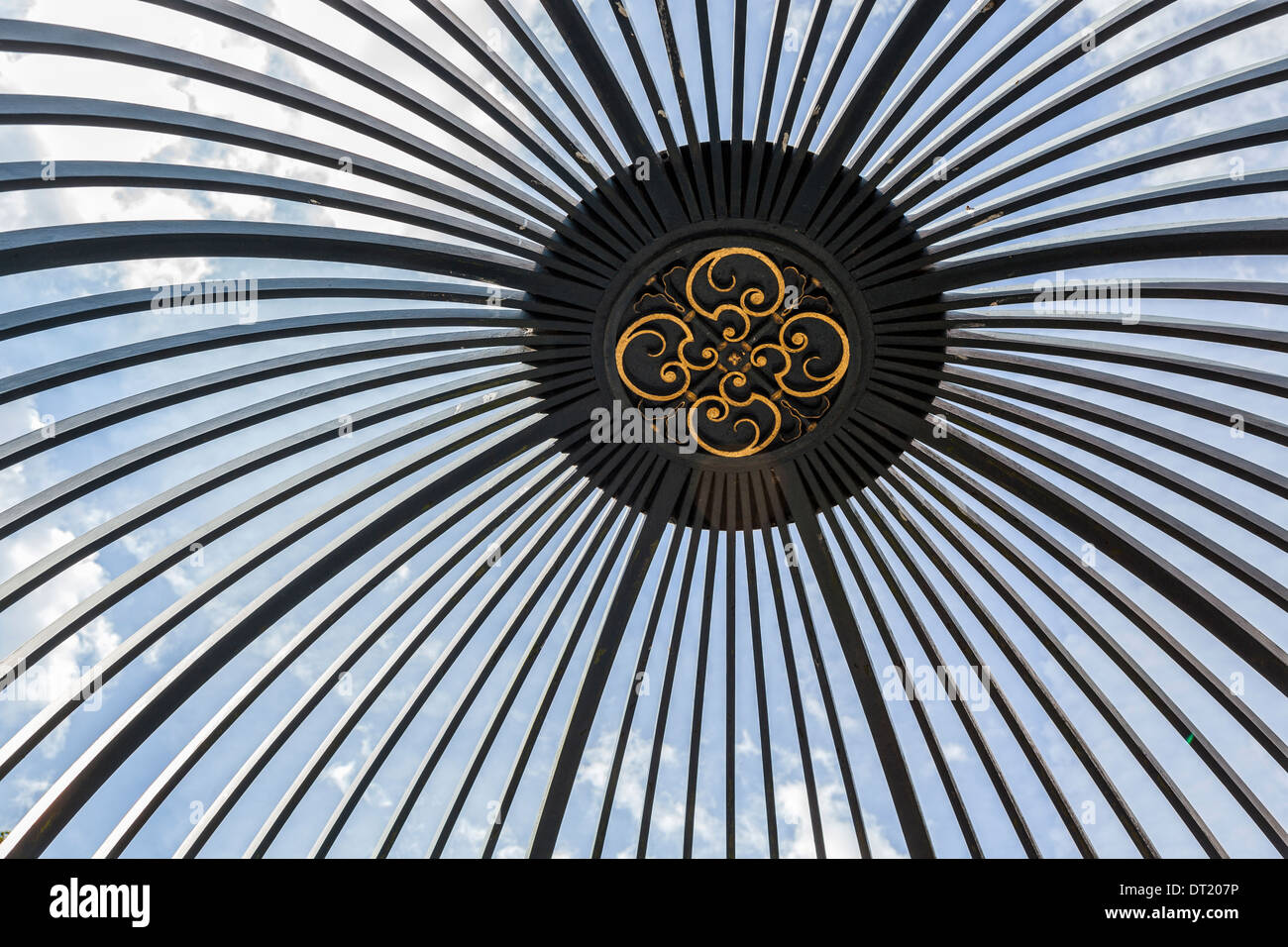 Gazebo roof detail in Queen's garden at Kew Palace Royal Botanic